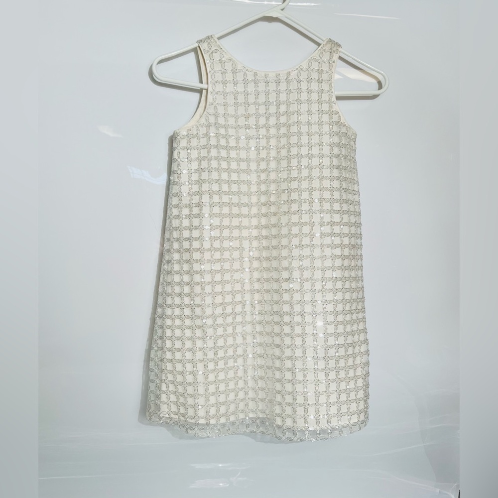 Zara Girls White Sequins & Pearls Sleeveless Party Dress Size 9